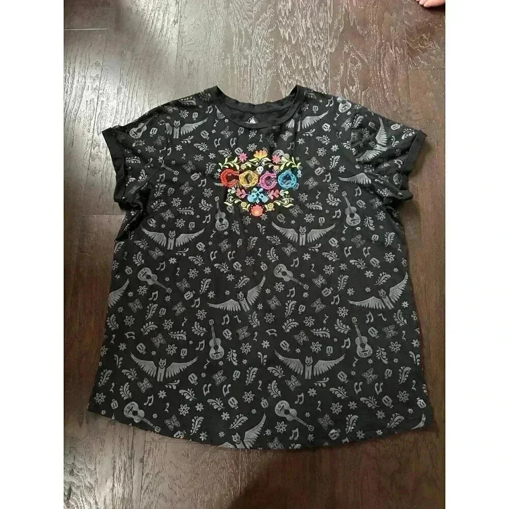 Disney Parks Pixar‎ Coco Womens Plus 2XL Embroidered Short Sleeve T Shirt b42